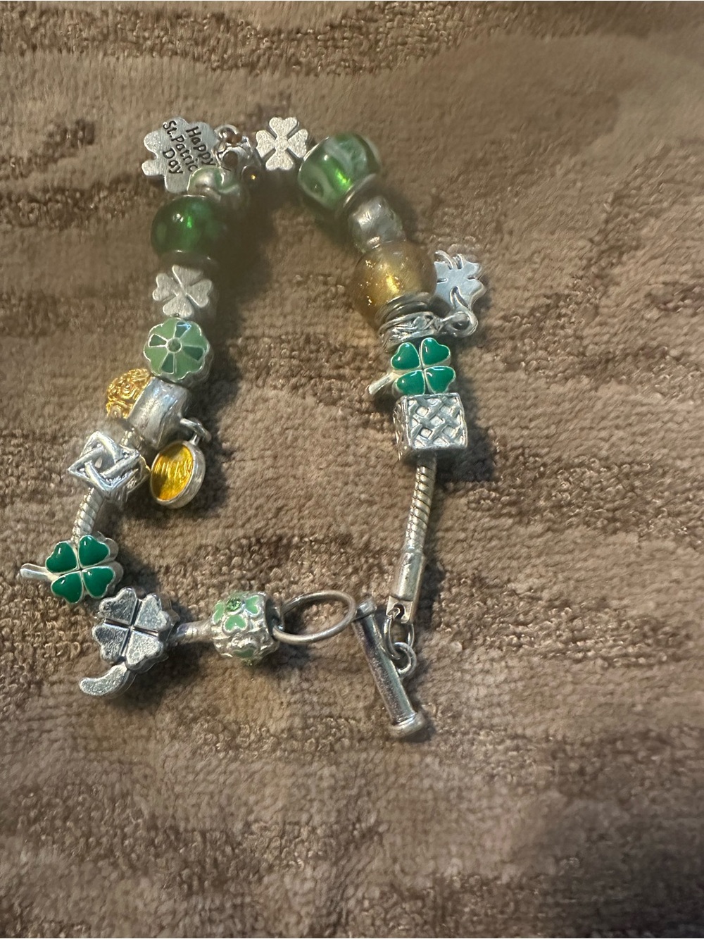Green Clover Charm Bracelet - Women's Jewelry